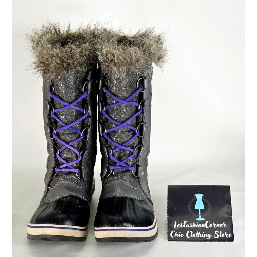 Sorel Women's Gray Tofino II Boots Tall Lace Winter Faux Fur Waterproof Sz 9 337 - Picture 10 of 15